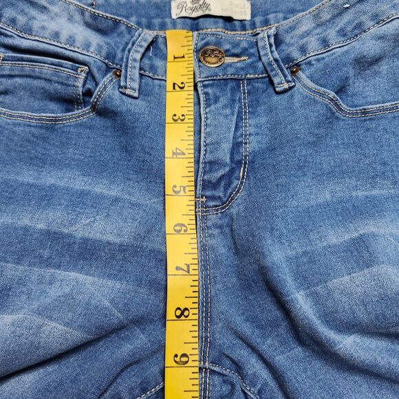 Royalty‎ For Me Mid Rise Ankle Womens Jeans Sz 4 Blue Denim Cuffed Stretch 28x27 - Picture 7 of 13